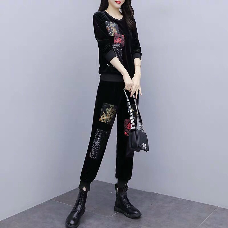 Set Nhung Đắp Họa Tiết Đính Kim Sa - BTN80